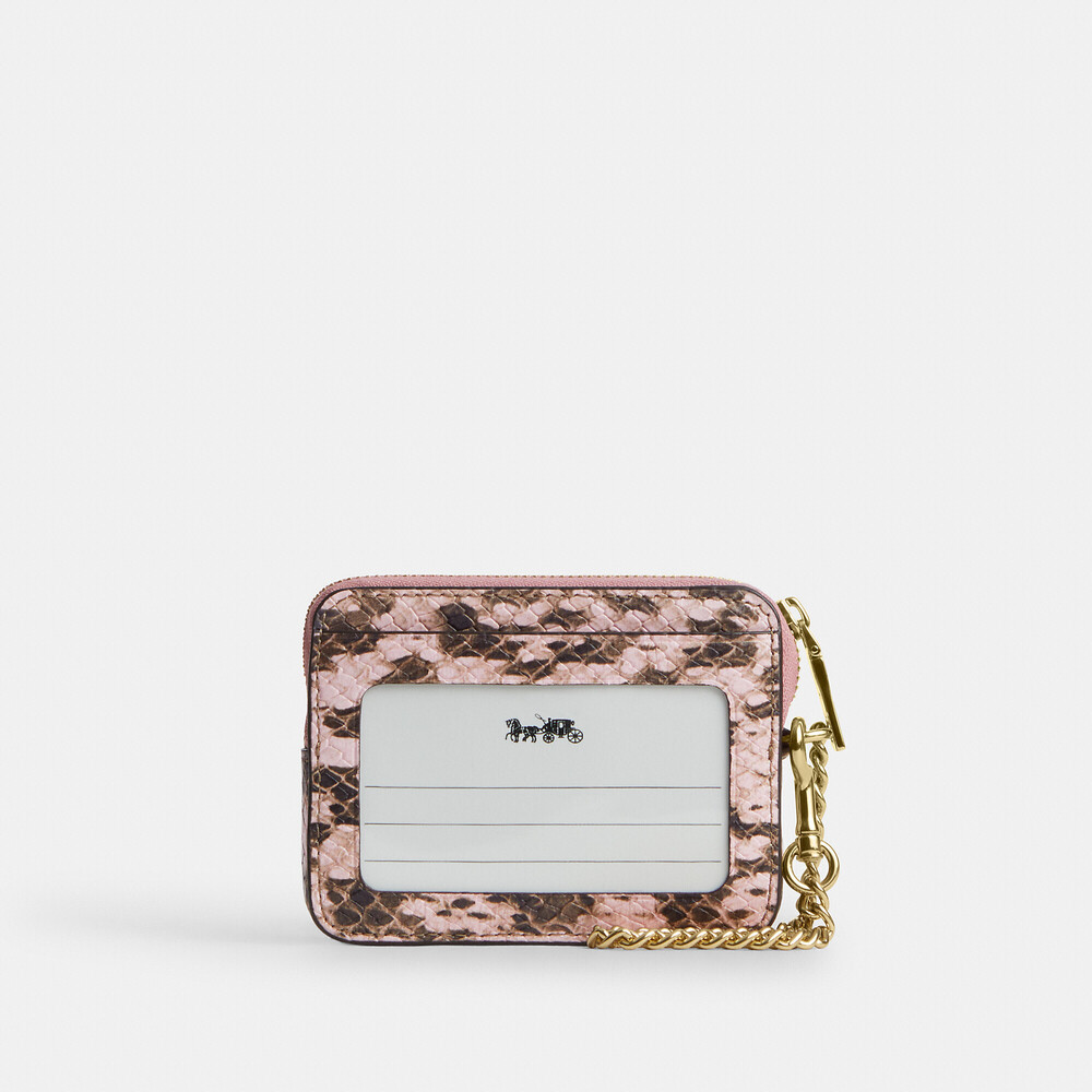 Coach pink snake print Zip Card Case